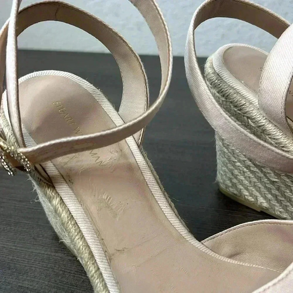 Stuart Weitzman Women's White Mykonos Closed-Toe Espadrille Wedge Shoe Size 10 - Picture 13 of 15
